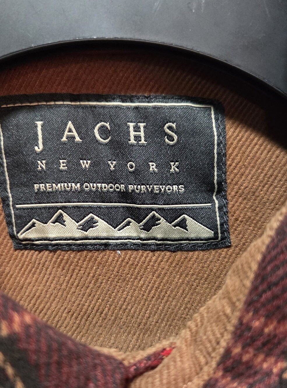 JACHS New York Large Red Flannel Heavyweight With Corduroy Trim